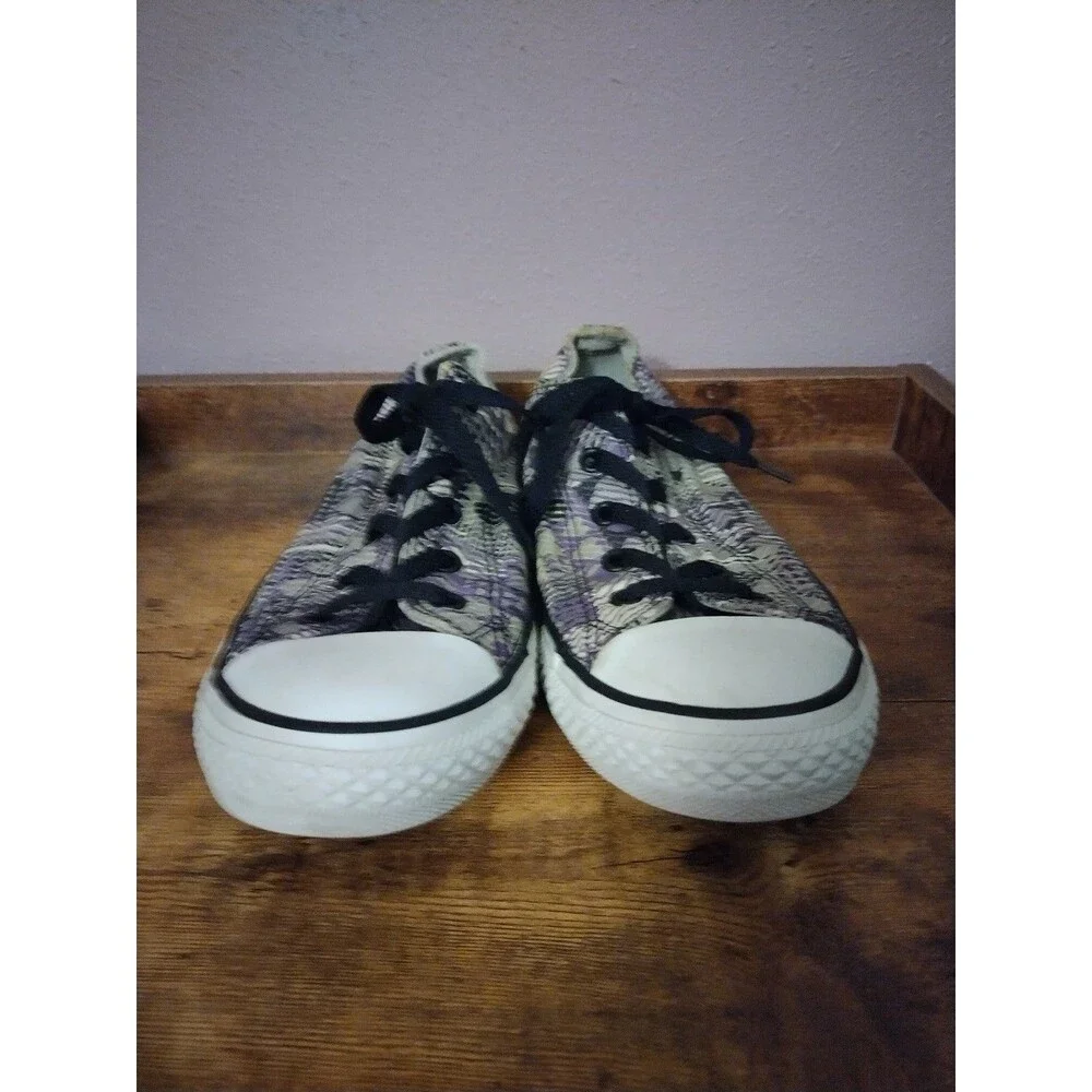 Converse CTAS Ox Purple Grey Black Hearts LowTop Juniors Size 4 Sneakers